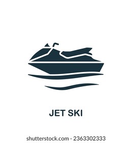 Jet ski icon. Monochrome simple sign from transportation collection. Jet ski icon for logo, templates, web design and infographics.