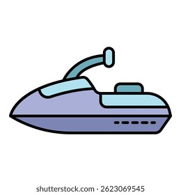 Jet ski icon. Outline jet ski vector icon color flat isolated