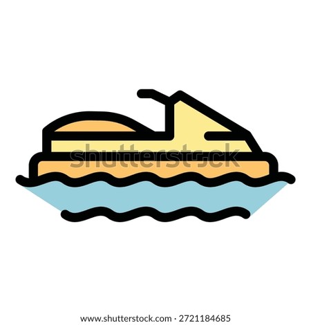 Jet ski icon outline vector. Water scooter. Sea jet ski color flat