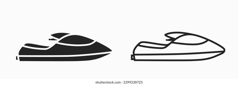 jet ski icon set. sea sport and beach vacation symbol. isolated vector images in simple style