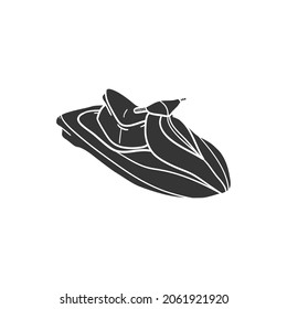 Jet Ski Icon Silhouette Illustration. Sport Extreme Water Vector Graphic Pictogram Symbol Clip Art. Doodle Sketch Black Sign.