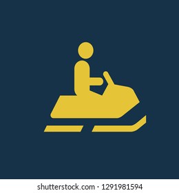 jet ski icon, jet ski symbol. Flat vector sign isolated on blue background. Simple vector illustration for graphic and web design.