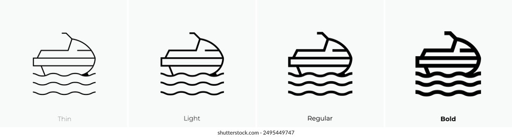 jet ski icon. Thin, Light Regular And Bold style design isolated on white background