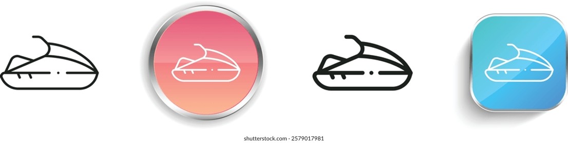 jet ski icon. Thin Linear, Regular and Button Style Design Isolated On White Background