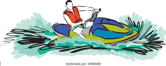 Jet Ski Illustration Stock Vector (Royalty Free) 359005400 | Shutterstock