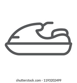 Jet ski line icon, transport and boat, water scooter sign, vector graphics, a linear pattern on a white background, eps 10.