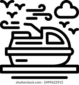 Jet ski Line Icon Vector Design