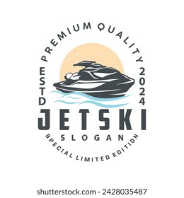 Jet ski logo marine sport jetski brand logo badge template extreme water racing vector business design