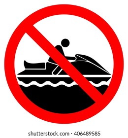 Jet Ski no ride. Icon. Water. Sign