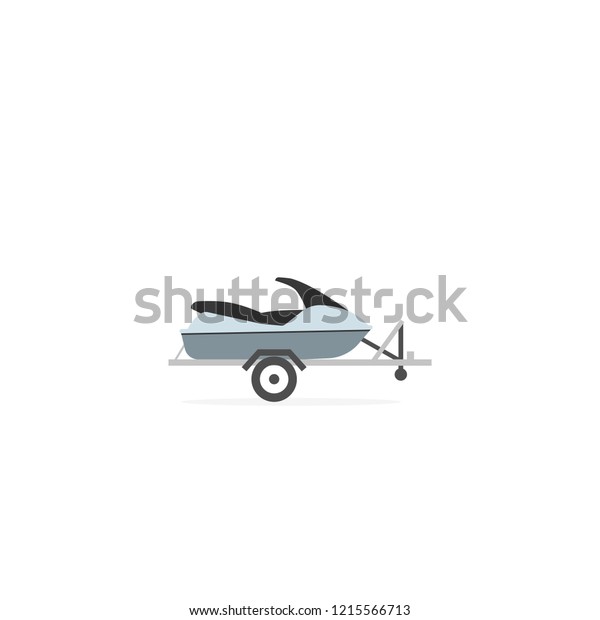 Jet ski on automobile trailer icon. Clipart\
image isolated on white\
background