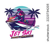 Jet ski Racing extreme sport vector illustration design in retro pop color, perfect for Event logo and t shirt design