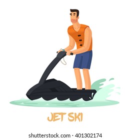 Jet ski riding. Sport and recreational activity.