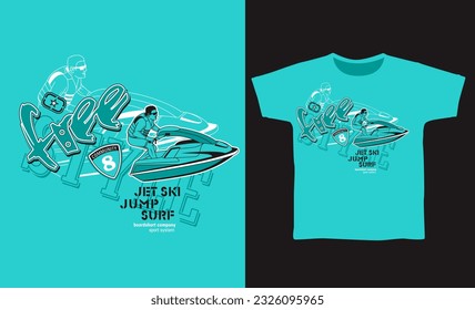 jet ski riding sport, vector illustration