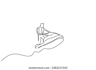 jet ski sea beach holiday activity lifestyle line art design