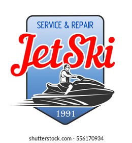 Jet Ski Service And Repair Logo, Badges Vector Illustration