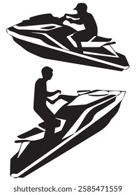 Jet Ski Silhouette and Extreme Clipart