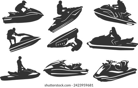 Jet ski silhouette, Jet ski vector, Extreme jet ski silhouette, Jet ski clipart. 

