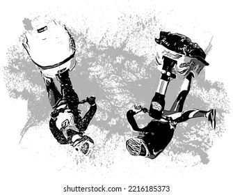 Jet Ski Stunt Performers Vector Illustration