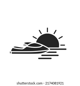 jet ski and sunset. sea vacation symbol. isolated vector image for tourism design