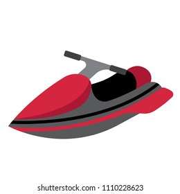 Jet Ski transportation cartoon character perspective view isolated on white background vector illustration.