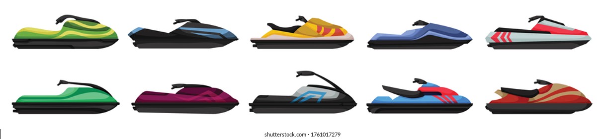 Jet ski vector cartoon set icon. Vector illustration scooter on white background. Isolated cartoon set icon jet ski.