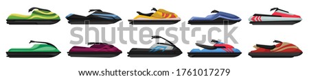 Jet ski vector cartoon set icon. Vector illustration scooter on white background. Isolated cartoon set icon jet ski.