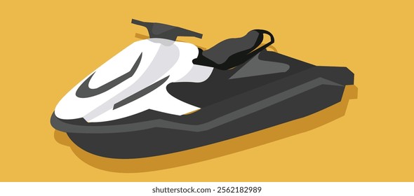 Jet ski vector icon.white jet ski for water sport at summer