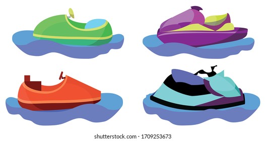 jet ski vector illustrartion set