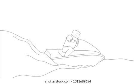 jet ski,  vector illustration ,lining draw ,profile side