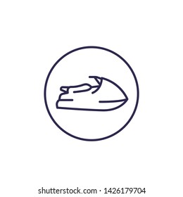 Jet ski vector line icon on white
