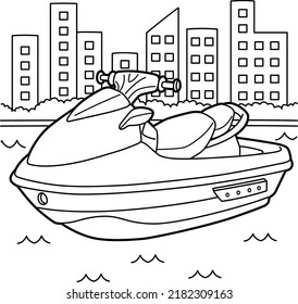 Jet Ski Vehicle Coloring Page for Kids