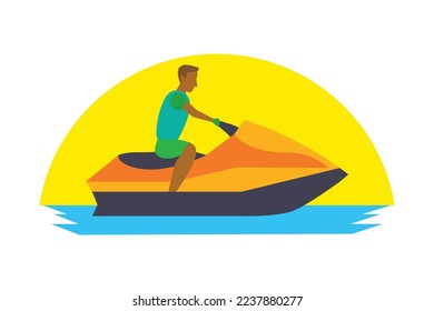 Jet ski water extreme sports design vector flat modern isolated illustration