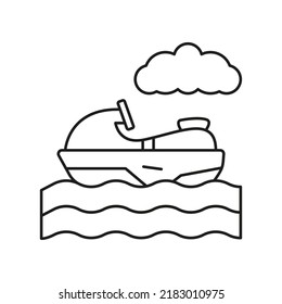 Jet ski, waves concept line icon. Simple element illustration. Jet ski, waves concept outline symbol design from summer set. Can be used for web and mobile on white background
