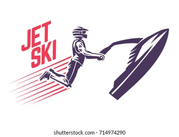 Jet skier in a jump. Sport emblem