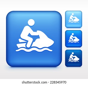 Jet Skiing on Blue Round Button
