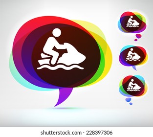 Jet Skiing on Multi Color Speech Bubble