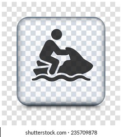 Jet Skiing on Transparent Square Button