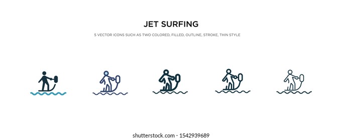 jet surfing icon in different style vector illustration. two colored and black jet surfing vector icons designed in filled, outline, line and stroke style can be used for web, mobile, ui