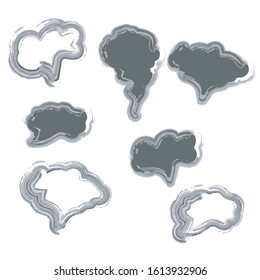 Jet trailing smoke isolated. Steam, cloud and smoke icons