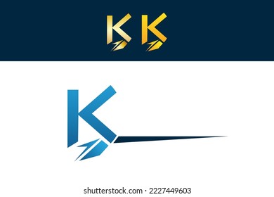 jet transport logistics travel speed power letter k logo design