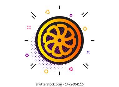 Jet turbine sign. Halftone circles pattern. Fan engine icon. Ventilator symbol. Classic flat fan engine icon. Vector