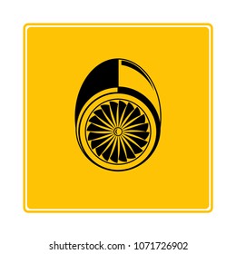 jet turbine, wind blade icon in yellow background