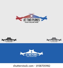 Jet Two Planes Logo Design Vector Template