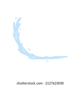 Jet of water. Abstract blue curved shape. Splash and spray liquid. Flat illustration