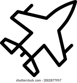 jet with white background. jet is a symbol of millitary.thin  line icon.