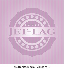 Jet-lag badge with pink background