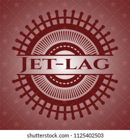 Jet-lag badge with red background