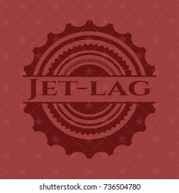 Jet-lag badge with red background