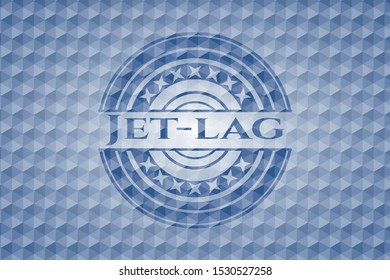 Jet-lag blue emblem with geometric pattern. Vector Illustration. Detailed.