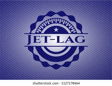 Jet-lag emblem with denim high quality background